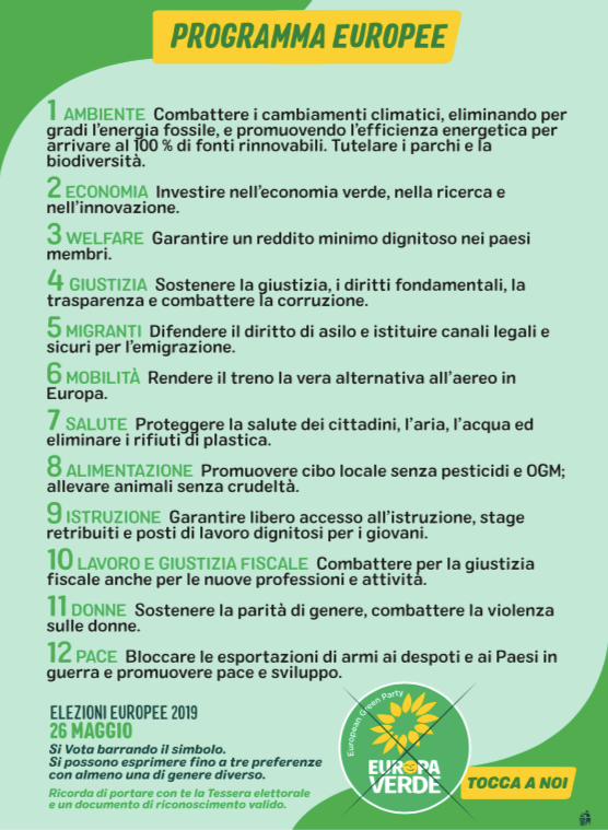 12 punti del programma di Europa Verde
